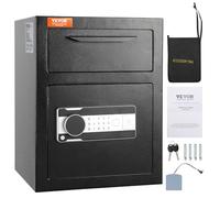 VEVOR Caja Fuerte con Cerradura Electrónica 1,7C Caja Fuerte de Depósito de Acero Laminado en Frío Caja Fuerte con Trampilla Desbloqueo de Contraseña de 3-12 Dígitos y Llaves para Documentos Dinero