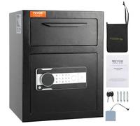 VEVOR Caja Fuerte con Cerradura Electrónica 1,7C Caja Fuerte de Depósito de Acero Laminado en Frío Caja Fuerte con Trampilla Desbloqueo de Contraseña de 3-12 Dígitos y Llaves para Documentos Dinero