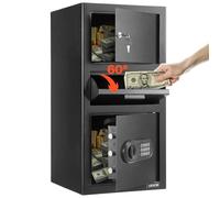 VEVOR Caja Fuerte de 102 L, Caja de Seguridad Electrónica 3 Niveles 35 x 35 x 70 cm con Ranura Frontal, Teclado Digital y Llaves de Repuesto, para Efectivo, Joyas, Documentos y Facturas, Negro