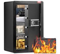 VEVOR Caja de seguridad de una puerta de 99 L con cerradura (llave y contraseña), con bolsa ignífuga, porta llaves, luz LED y 2 estantes, para dinero, documentos, joyas y objetos de valor, color negro