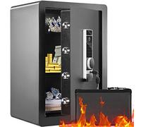 VEVOR Caja Fuerte para Hogar con Huella Dactilar 62 L Caja Fuerte Digital con Llave y Contraseña Caja Fuerte de Pared de Acero Antirrobo 3 Tipos de Desbloqueo Dinero Joyas Hogar, 400 x 330 x 600 mm