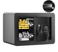 VEVOR Caja Fuerte Digital de 14 L Caja Fuerte de Seguridad 2 Tipos de Desbloqueo Contraseña y Llaves Antirrobo Estructura de Acero Antirrobo con Alarma para Hogar Plata Joyería, 350 x 250 x 250 mm
