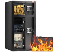VEVOR Caja Fuerte de 155,74 L con Puertas Dobles, Cerradura con Llave y Contraseña, Bolsa Ignífuga, Estante para Llaves, Luz LED y 2 Divisores Ajustables y Extraíbles para Dinero, Documentos, Negro