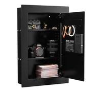 VEVOR Caja Fuerte Mural con Contraseña, Llave, Pomo Giratorio y Cerradura de Huella Dactilar, Carcasa Integrada de Acero Laminado en Frío Q235, para Dinero, Joyas y Ppasaportes, 102 x 381 x 559 mm