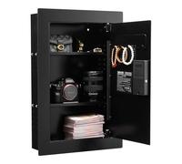 VEVOR Caja Fuerte Mural con Contraseña, Llave, Pomo Giratorio y Cerradura de Huella Dactilar, Carcasa Integrada de Acero Laminado en Frío Q235, para Dinero, Joyas y Ppasaportes, 102 x 381 x 559 mm