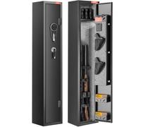 VEVOR Caja Fuerte para 2 Rifles, Caja Fuerte para Rifles con Cerradura y Teclado Digita, Caja Fuerte de Armas de Acceso Rápido con Estante Extraíble para Pistolas y Pistolas Largas en el Hogar