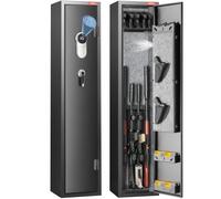 VEVOR Caja Fuerte para 5 Rifles con Bloqueo de Huellas Dactilares, Caja fuerte de Rifles de Acceso Rápido con Estante para Pistola, Caja de Munición para Pistolas y Pistolas Largas en el Hogar