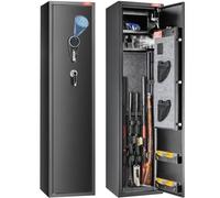 VEVOR Caja Fuerte para 5 Rifles con Teclado Digital y Cerradura, Caja Fuerte de Armas con Casillero de Almacenamiento Incorporado y Estante Extraíble para Pistola y Pistola Larga en el Hogar