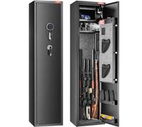 VEVOR Caja Fuerte para 6 Rifles con Bloqueo de Teclado Digital Caja Fuerte de Arma con Casillero de Almacenamiento Incorporado y Estante Extraíble para Pistola y Pistola Larga en el Hogar