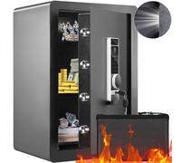 VEVOR Caja Fuerte para Hogar con Huella Dactilar 62 L Caja Fuerte Digital con Llave y Contraseña Caja Fuerte de Pared de Acero Antirrobo 3 Tipos de Desbloqueo Dinero Joyas Hogar, 400 x 330 x 600 mm