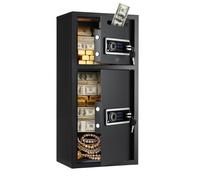 VEVOR Caja Fuerte para Hogar de Acero con 2 Puertas, Caja de Seguridad 350 x 348 x 775 mm, Cerradura con Llave y Contraseña, Sistema de Alarma Doble, para Proteger Dinero, Documentos, Joyas, Negro