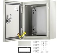 VEVOR Caja NEMA de Acero al Carbono 25 x 20 x 15 cm Caja de Gabinete Eléctrico NEMA 4X IP66 a Prueba de Agua y Polvo Caja de Conexiones Eléctricas para Exteriores e Interiores con Placa de Montaje