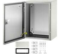 VEVOR Caja NEMA de Acero al Carbono 40 x 30 x 20 cm Caja de Gabinete Eléctrico NEMA 4X IP66 a Prueba de Agua y Polvo Caja de Conexiones Eléctricas para Exteriores e Interiores con Placa de Montaje
