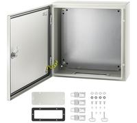 VEVOR Caja NEMA de Acero al Carbono 40 x 40 x 15 cm Caja de Gabinete Eléctrico NEMA 4X IP66 a Prueba de Agua y Polvo Caja de Conexiones Eléctricas para Exteriores e Interiores con Placa de Montaje