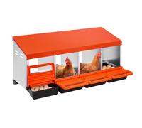 VEVOR Caja Nido para Gallinas de 4 Compartimentos de 1060 x 525 x 475 mm Caja Nido de Metal con Nidos Inclinados, Orificios Inferiores y Plataforma de Descanso Apto para Diferentes Razas de Gallinas
