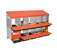 VEVOR Caja Nido para Gallinas 10 Compartimentos, 1320 x 525 x 790 mm, Ponederos para Gallinas de Metal con Nidos Inclinados, Plataforma de Descanso Apto para Diferentes Razas de Patos