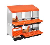 VEVOR Caja Nido para Gallinas 6 Compartimentos, 796 x 525 x 790 mm, Ponederos para Gallinas de Metal con Nidos Inclinados, Plataforma de Descanso Apto para Diferentes Razas de Gallinas, Patos