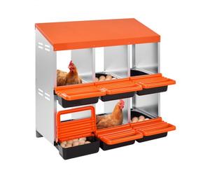 VEVOR Caja Nido para Gallinas 6 Compartimentos, 796 x 525 x 790 mm, Ponederos para Gallinas de Metal con Nidos Inclinados, Plataforma de Descanso Apto para Diferentes Razas de Gallinas, Patos