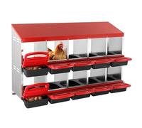 VEVOR Caja Nido para Gallinas de 10 Compartimentos de 1320 x 525 x 790 mm Caja Nido de Metal con Nidos Inclinados, Orificios Inferiores y Plataforma de Descanso Apto para Diferentes Razas de Gallinas