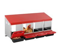 VEVOR Caja Nido para Gallinas de 4 Compartimentos de 1060 x 525 x 475 mm Caja Nido de Metal con Nidos Inclinados, Orificios Inferiores y Plataforma de Descanso Apto para Diferentes Razas de Gallinas