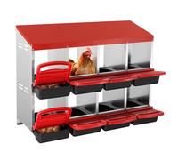 VEVOR Caja Nido para Gallinas de 8 Compartimentos de 1060 x 525 x 800 mm Caja Nido de Metal con Nidos Inclinados, Orificios Inferiores y Plataforma de Descanso Apto para Diferentes Razas de Gallinas