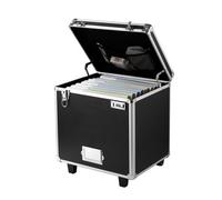 VEVOR Caja Organizadora de Archivos con Ruedas, Tamaño Interno 396,2 x 320 x 381 mm, Estuche Portátil para Documentos con Cerradura y Asa Telescópica, para Oficina, Viajes de Negocios, Negro