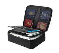 VEVOR Caja para Documentos Ignífuga, Resistente al Agua y con Aislamiento Térmico de 1000 °C, Portátil y Plegable, para Pasaportes, Documentos Importantes y Archivos, Negro, 340 x 397 x 260 mm