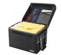 VEVOR Caja para Documentos Ignífuga, Resistente al Agua y con Aislamiento Térmico de 1000 °C, Portátil y Plegable, para Pasaportes, Documentos Importantes y Archivos, Negro, 340 x 397 x 260 mm