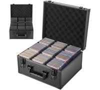 VEVOR Caja para Tarjetas Graduadas, 3 Filas 12 Separadores, Capacidad para 180 Tarjetas PSA, 120 SGC, 100 BGS, 520 Protectores o Más de 999 Tarjetas Sueltas, con Cerradura Mecánica y Llaves, Negro