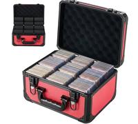 VEVOR Caja para Tarjetas Graduadas para 96 PSA, Cerradura Mecánica, Rojo | 3 Filas 12 Separadores, Capacidad para 76 Cartas SGC, 68 BGS, 348 Protectores o Más de 999 Tarjetas Sueltas, Con Asa Cómoda
