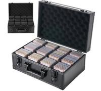 VEVOR Caja para Tarjetas Graduadas, 4 Filas 12 Separadores, Capacidad para 120 Tarjetas PSA, 95 SGC, 85 BGS, 435 Protectores o Más de 999 Tarjetas Sueltas, con Cerradura Mecánica y Llaves, Negro