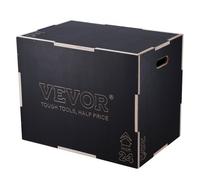 VEVOR Caja Pliométrica 3 en 1 Altura Ajustable 76/60/50 cm Caja de Salto Culturismo Fitness de Madera Antideslizante Carga de 204 kg para Entrenamiento Pliométrico Flexiones Sentadillas Gimnasio Hogar