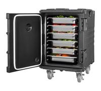 VEVOR Caja Térmica para Alimentos con Aislamiento, 90 L, para Catering, con Hebilla, Carga Frontal con Asas, Cargador Frontal con Ruedas para Restaurantes y Cantinas, 645 x 445 x 755 mm, Negro