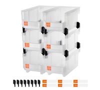 VEVOR Cajas Apilables, 377 x 215 x 180 mm, Cajas de Almacenamiento Transparentes para Organizar y Almacenar, para Armarios, Garajes, Piezas Pequeñas, Suministros de Oficina y Otros Accesorios