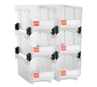 VEVOR Cajas Apilables, 377 x 215 x 180 mm, Cajas de Almacenamiento Transparentes para Organizar y Almacenar, para Armarios, Garajes, Piezas Pequeñas, Suministros de Oficina y Otros Accesorios