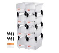 VEVOR Cajas Apilables de Almacenamiento, 276 x 140 x 130 mm, para Organizar y Almacenar, con Frente Abierto, para Armario, Garaje, Piezas Pequeñas, Suministros de Oficina, Transparentes, 8 uds