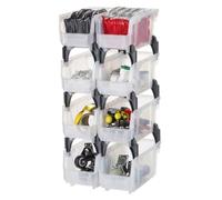 VEVOR Cajas Apilables de Almacenamiento, 276 x 140 x 130 mm, para Organizar y Almacenar, con Frente Abierto, para Armario, Garaje, Piezas Pequeñas, Suministros de Oficina, Transparentes, 8 uds