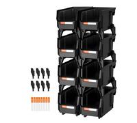 VEVOR Cajas Apilables de Almacenamiento, 276 x 140 x 130 mm, Transparentes, Plástico PP Resistente, para Organizar y Guardar Piezas Pequeñas, Material de Oficina y Otros Accesorios, Negro, 8 uds