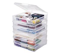 VEVOR Cajas de Plástico Apilables para Guardar Papel de Álbum de Recortes 6 Piezas Transparentes con Esquinas Redondeadas y Cierres Dobles para Artículos Esenciales de Oficina, Herramientas