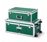 VEVOR Cajas de Transporte y Almacenamiento 2 Piezas, Grande de 763 x 392 x 312 mm con Ruedas, Pequeña de 600 x 350 x 240 mm, Caja de Madera con Asas de Metal Cerradura, para Viajes Equipo, Color Verde