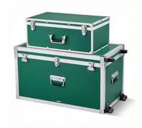 VEVOR Cajas de Transporte y Almacenamiento 2 Piezas, Grande de 816 x 452 x 460 mm con Ruedas, Pequeña de 600 x 350 x 242 mm, Maletín de Madera con Cerradura Asas de Metal, para Viajes Equipo, Verde
