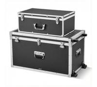 VEVOR Cajas de Transporte y Almacenamiento, Juego de 2 Piezas, Grande de 816 x 452 x 460 mm, Pequeña de 600 x 350 x 242 mm, Maletín de Madera con Cerradura Asas Metálicas, para Viajes Equipo, Negro
