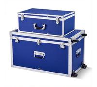 VEVOR Cajas de Transporte y Almacenamiento, Juego de 2 Piezas, Grande de 816 x 452 x 460 mm, Pequeña de 600 x 350 x 242 mm, Caja de Madera con Cerradura Asas Metálicas, para Viajes Equipo, Color Azul