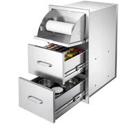 VEVOR Cajón de cocina para exteriores 52,1x76,1x40,65 cm Soporte para Rollo | Para Almacenamiento en Isla de Barbacoa y Estación de Parrilla, con Cajones para Organizar Utensilios de Cocina y Accesorios