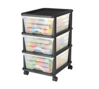 VEVOR Cajonera de Almacenaje de Plástico, Unidad de Almacenamiento con Ruedas y 3 Cajones Transparentes, Torre de Ordenación para Suministros y Documentos de Oficina, Salas de Manualidades, Aulas