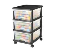 VEVOR Cajonera de Almacenaje de Plástico, Unidad de Almacenamiento con Ruedas y 3 Cajones Transparentes, Torre de Ordenación para Suministros y Documentos de Oficina, Salas de Manualidades, Aulas