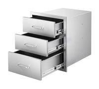 VEVOR Cajones de Cocina para Exterior 46 x 59 x 59 cm, 3 Cajones para Barbacoa de Triple Acceso con Asa de Aleación de Zinc, Cajonera para Cocinas al Aire Libre, Estación de Parrilla para Patio