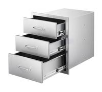 VEVOR Cajones de Cocina para Exterior 46 x 59 x 59 cm, 3 Cajones para Barbacoa de Triple Acceso con Asa de Aleación de Zinc, Cajonera para Cocinas al Aire Libre, Estación de Parrilla para Patio