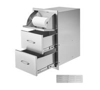 VEVOR Cajones de Cocina para Exteriores con Triple Acceso, Armarios Empotrados de Acero Inoxidable, Isla de Barbacoa con Portarrollos y Tirador, para Parrilla de Patio, 420 x 520 x 736±10 mm