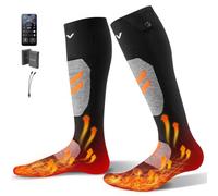 VEVOR Calcetines Calefactables, Talla XL, Batería 5000 mAh, Recargables, con 4 Niveles de Calor y Control por Aplicación, Calentadores de Pies de 40 a 70 °C para Exteriores, Esquí, Pesca, Unisex